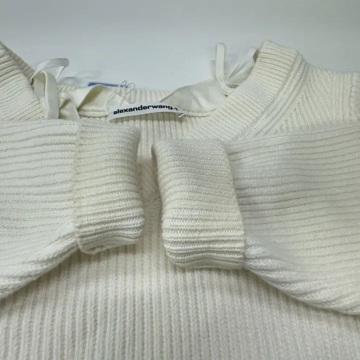 Alexander Wang Alexander Wang White Satin Knit Sweater 0079 Size S / US 4 / IT 40 - 7 Thumbnail