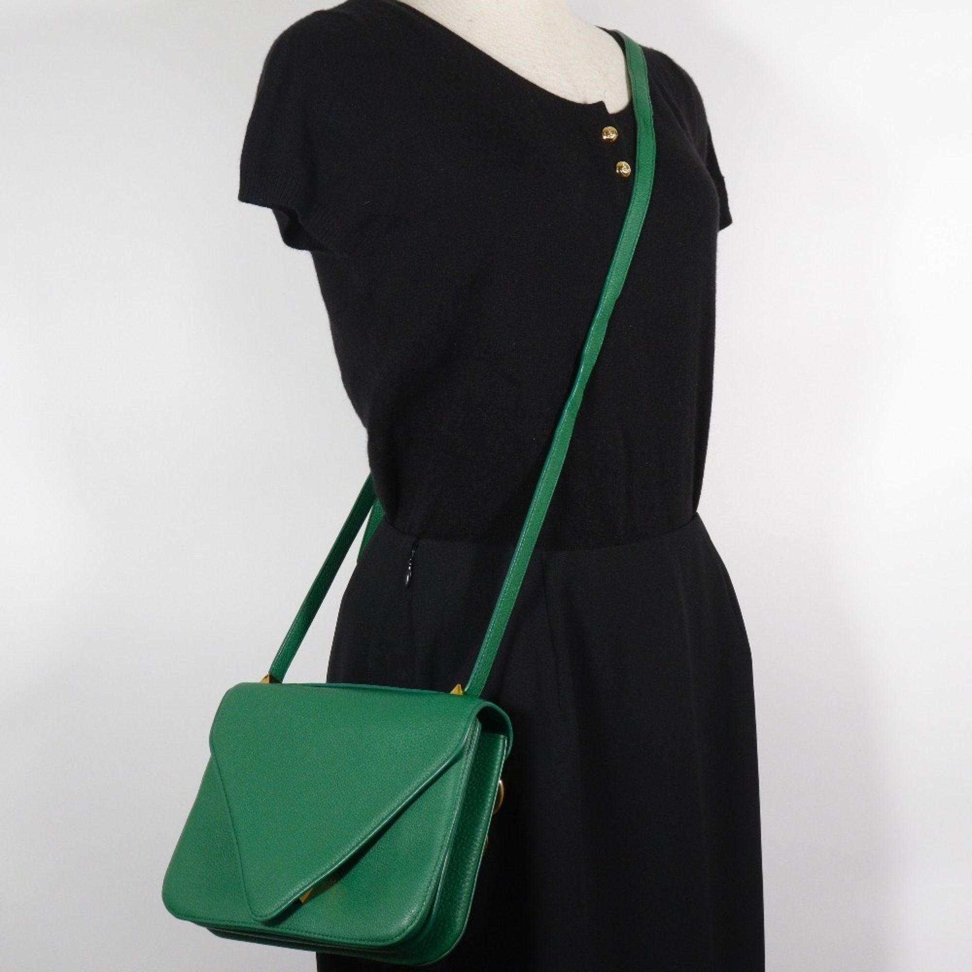 Bottega Veneta Bottega Veneta Mounting Envelope Shoulder Bag Chain Leather Green Flap Women's Size ONE SIZE - 20 Thumbnail