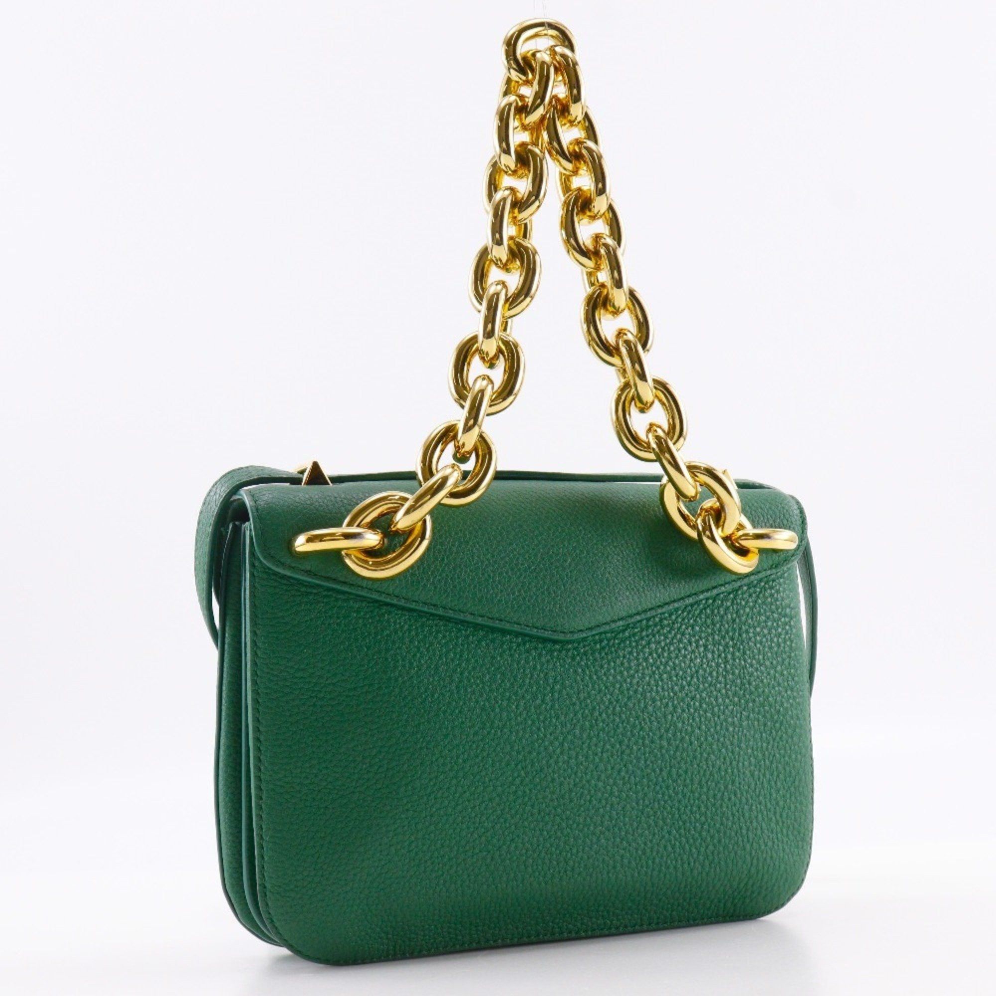 Bottega Veneta Bottega Veneta Mounting Envelope Shoulder Bag Chain Leather Green Flap Women's Size ONE SIZE - 3 Thumbnail
