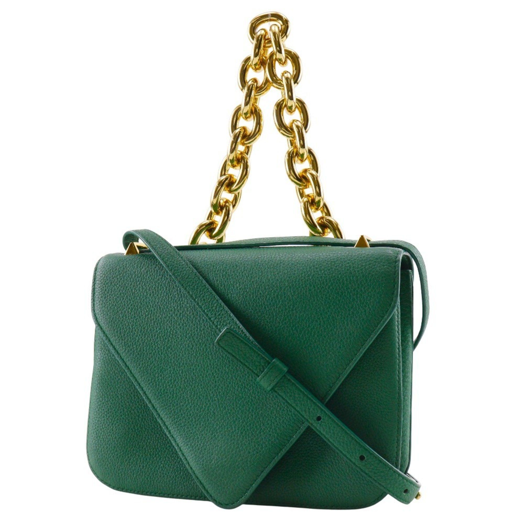 Bottega Veneta Bottega Veneta Mounting Envelope Shoulder Bag Chain Leather Green Flap Women's Size ONE SIZE - 2 Thumbnail