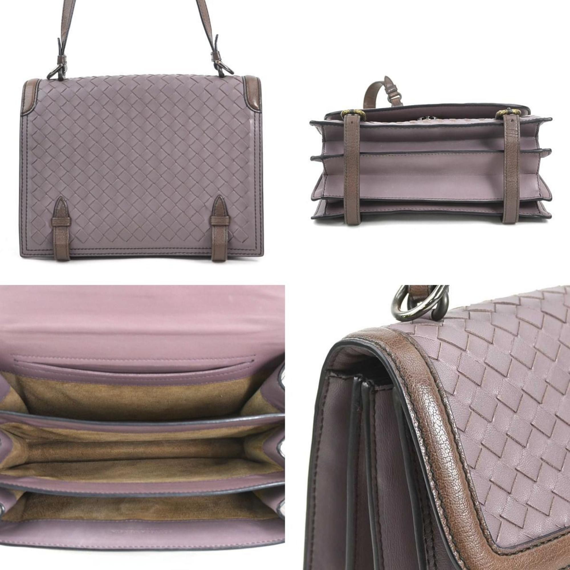 Bottega Veneta Bottega Veneta Shoulder Bag Intrecciato Leather Purple Brown Women's e60474a Size ONE SIZE - 3 Thumbnail