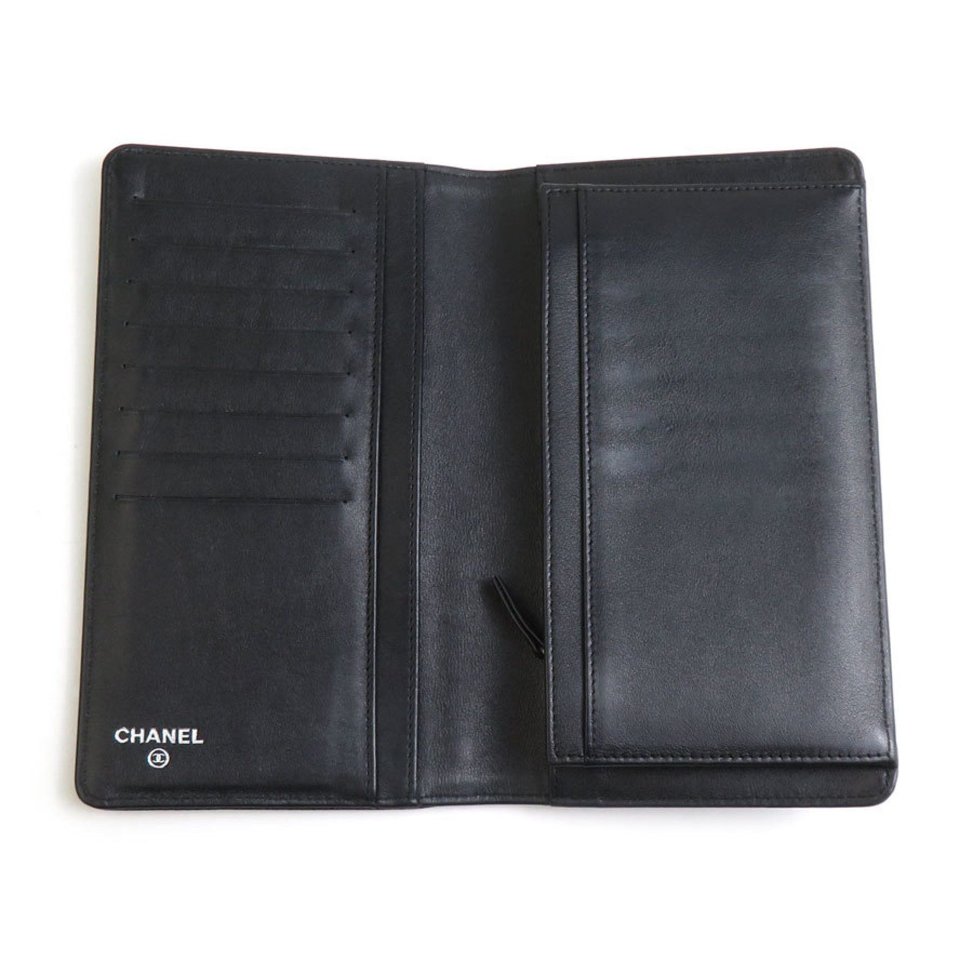 Chanel CHANEL Bi-fold Long Wallet Caviar Skin Leather Black Women's 56182a Size ONE SIZE - 3 Thumbnail