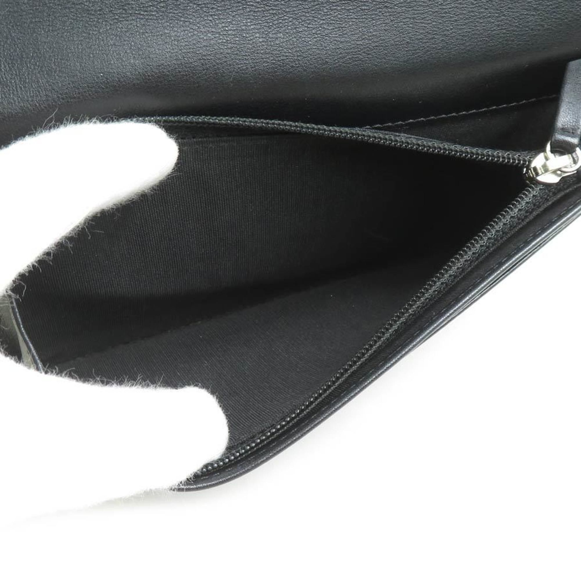 Chanel CHANEL Bi-fold Long Wallet Caviar Skin Leather Black Women's 56182a Size ONE SIZE - 4 Thumbnail