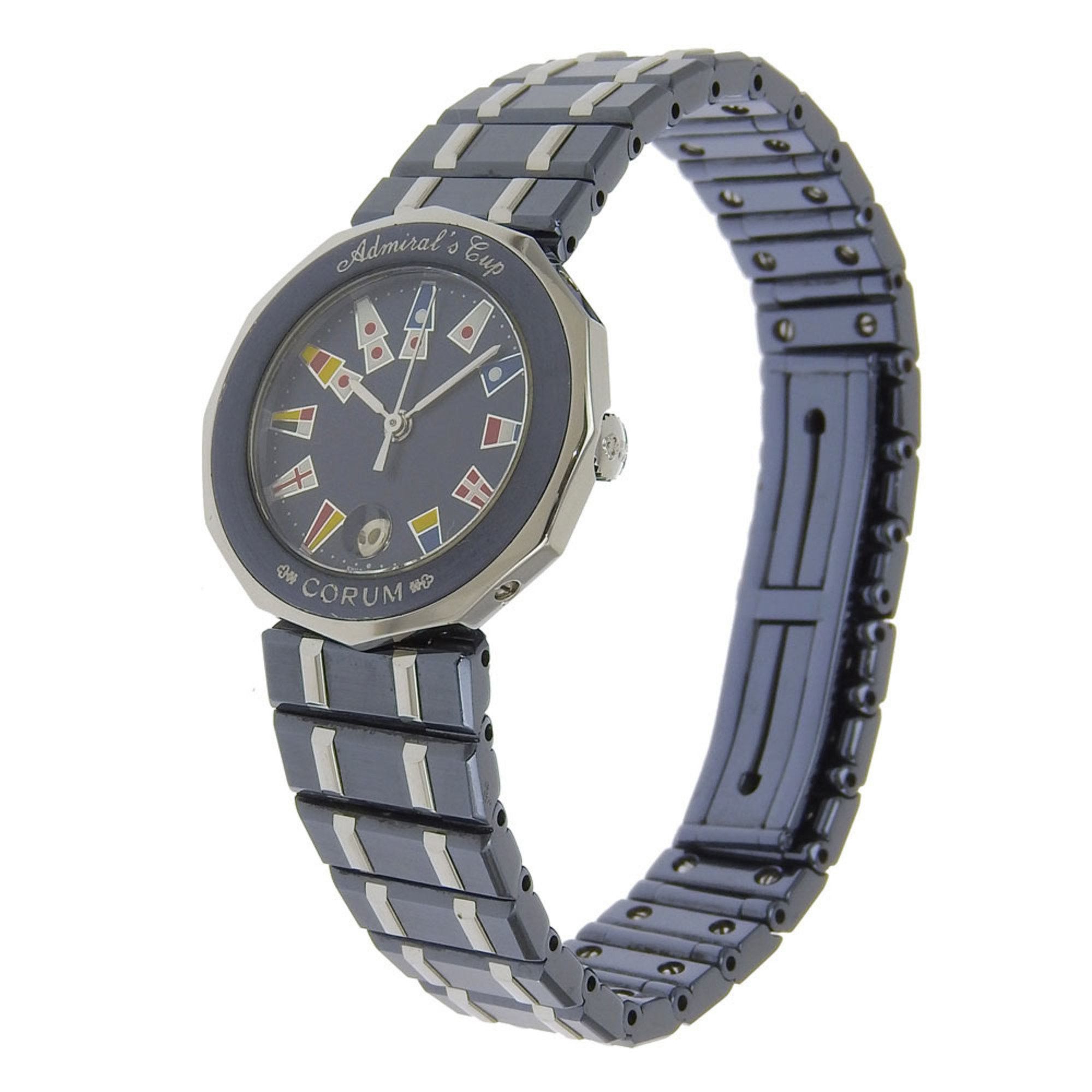 Corum Corum Admiral's Cup Watch 39.610.30.V50 Stainless Steel x Gun Blue Quartz Analog Display Navy Dial Admirals Ladies Size ONE SIZE - 2 Thumbnail