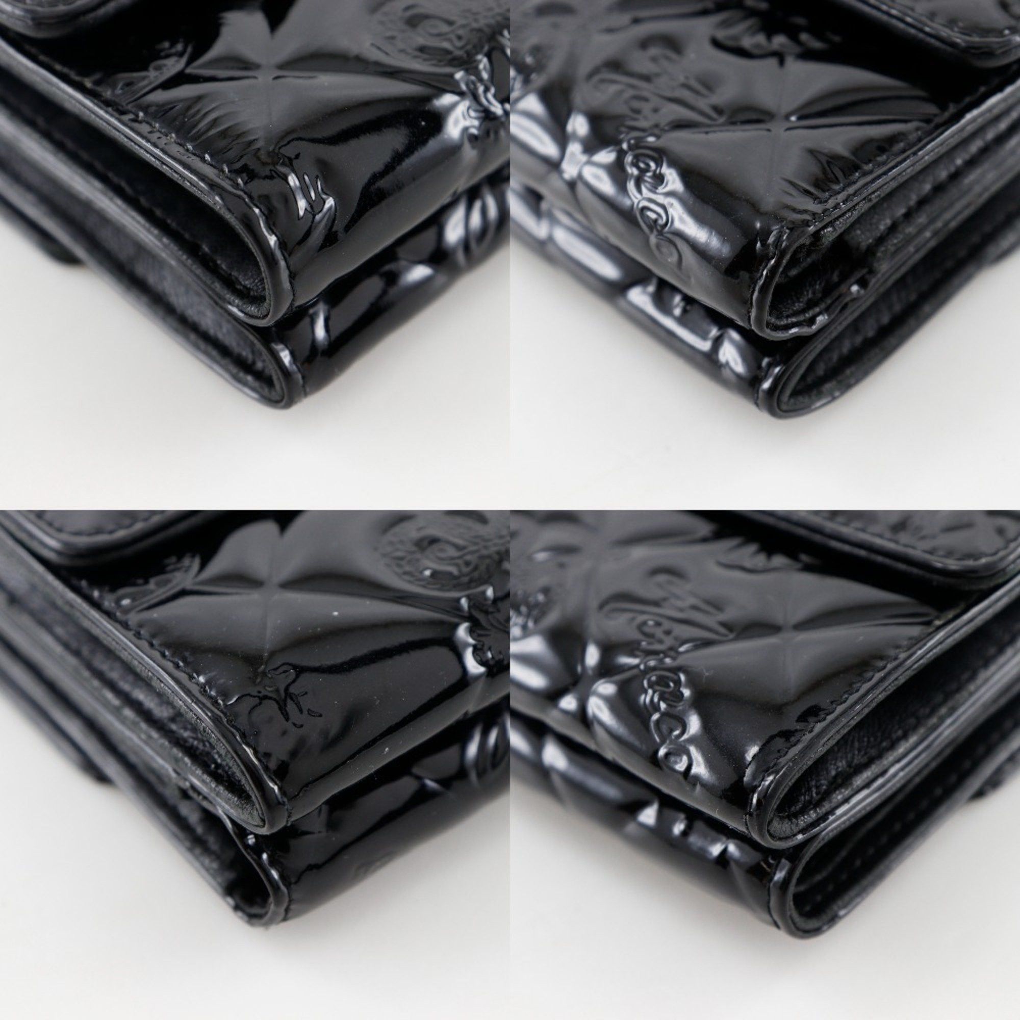 Chanel CHANEL Icon Line Bi-fold Wallet W A37152 Patent Leather 2014 Black Snap Button Women's Size ONE SIZE - 4 Thumbnail