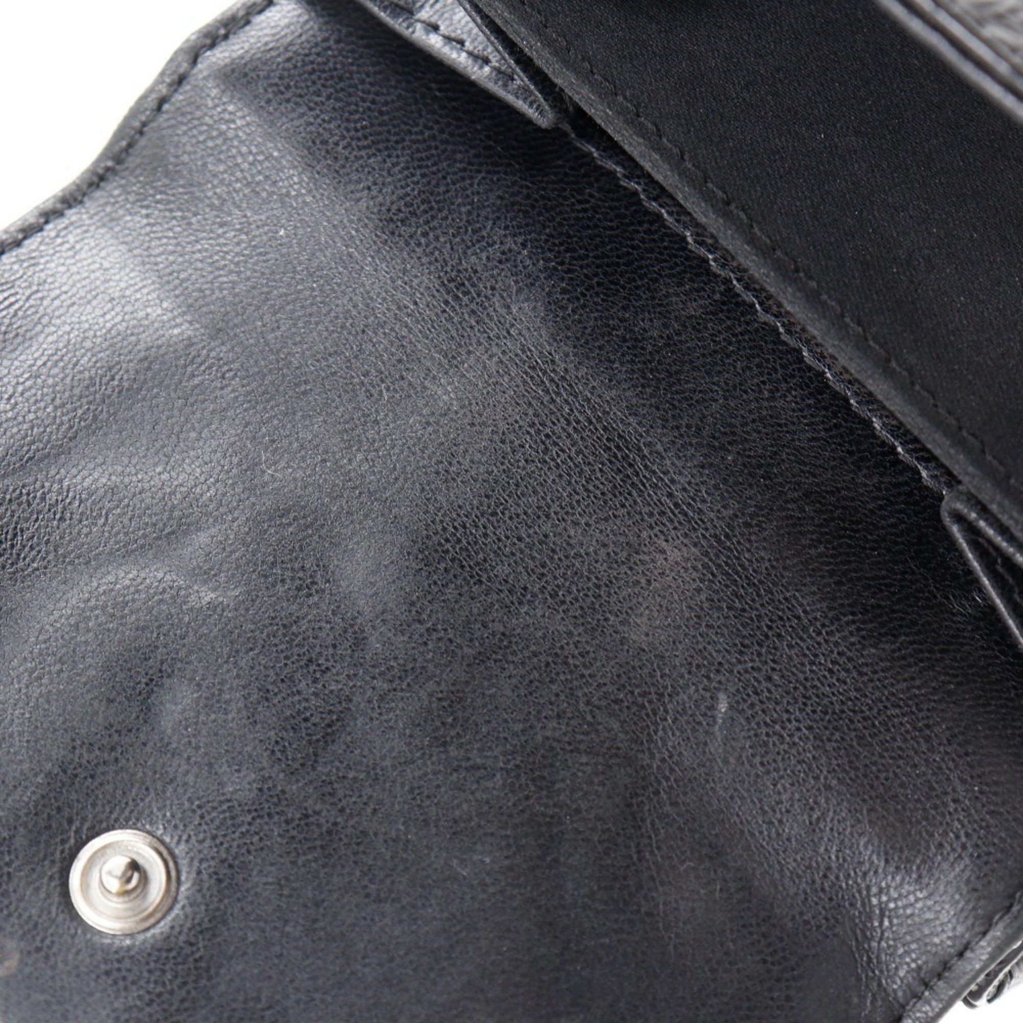 Chanel CHANEL Icon Line Bi-fold Wallet W A37152 Patent Leather 2014 Black Snap Button Women's Size ONE SIZE - 11 Thumbnail
