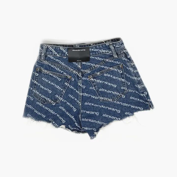 Alexander Wang Alexander Wang Logo Print Distressed Denim Shorts 0079 Size 24" / US 00 / IT 34 - 3 Thumbnail