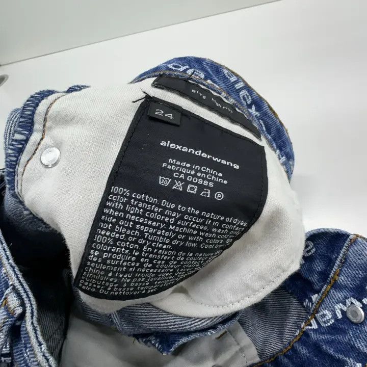Alexander Wang Alexander Wang Logo Print Distressed Denim Shorts 0079 Size 24" / US 00 / IT 34 - 4 Thumbnail