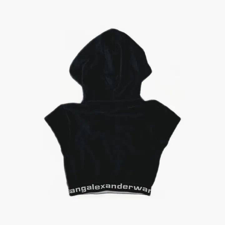 Alexander Wang Black Corduroy Crop Hoodie 0079