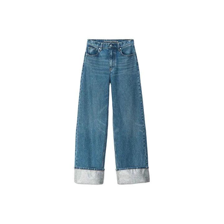 Alexander Wang Alexander Wang SS23 Loose Crystal Cuffed Denim Pants 0079 Size 24" / US 00 / IT 34 - 2 Thumbnail