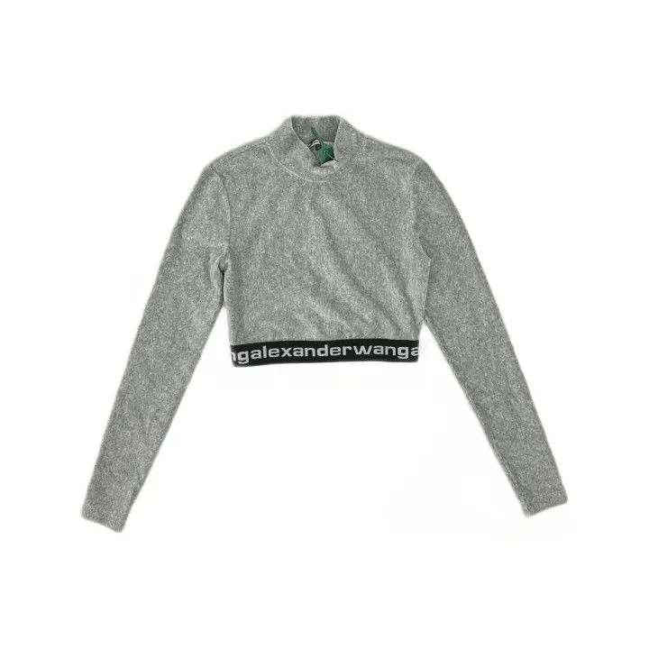 Alexander Wang Alexander Wang Gray Cropped Long Sleeve T-Shirt 0079 Size S / US 4 / IT 40 - 2 Thumbnail