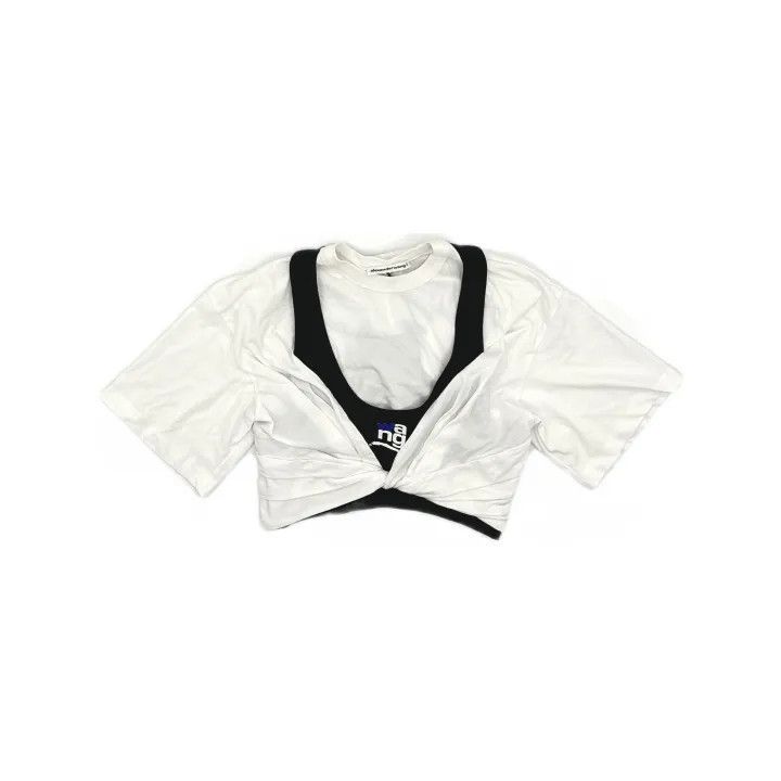 Alexander Wang Alexander Wang SS21 Cropped Twist Letter Tee 0079 Size L / US 10 / IT 46 - 2 Thumbnail
