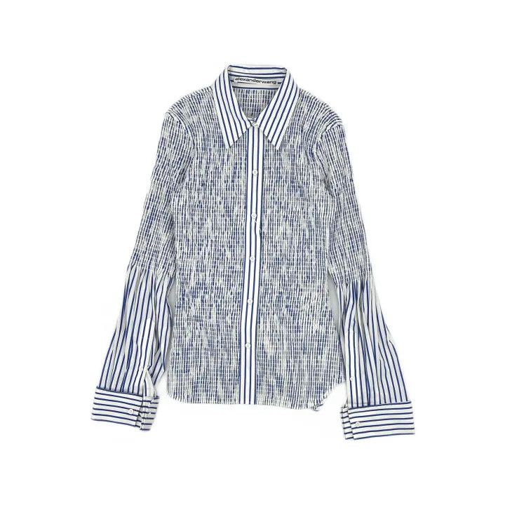 Alexander Wang Alexander Wang Blue Striped Long Sleeve Shirt 0079 Size S / US 4 / IT 40 - 2 Thumbnail