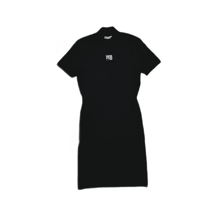 Alexander Wang Alexander Wang Black Logo Short Sleeve Dress 0079 Size S / US 4 / IT 40 - 2 Thumbnail