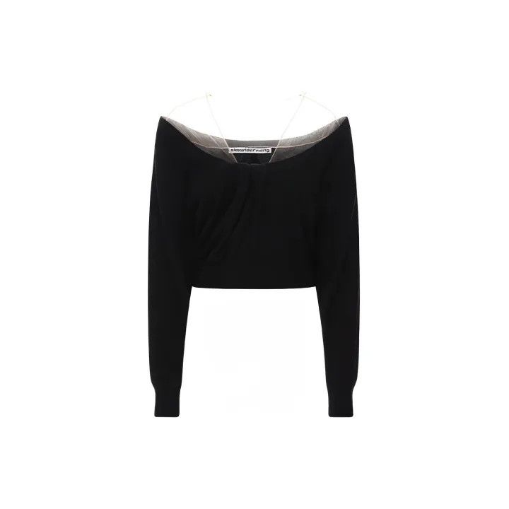 Alexander Wang Alexander Wang Black Sheer Neckline Crop Sweater 0079 Size S / US 4 / IT 40 - 2 Thumbnail
