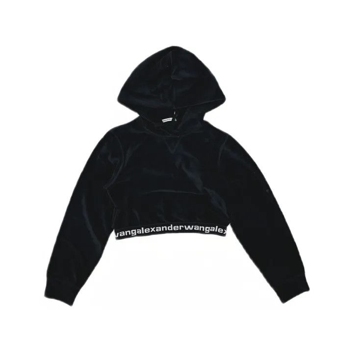 Alexander Wang Alexander Wang Black Cropped Hoodie for Women 0079 Size L / US 10 / IT 46 - 2 Thumbnail