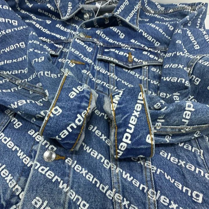 Alexander Wang Alexander Wang Logo Print Denim Jacket for Women 0079 Size S / US 4 / IT 40 - 9 Thumbnail