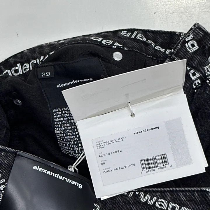 Alexander Wang Alexander Wang Black High-Waisted Logo Jeans 0079 Size 29" - 3 Thumbnail