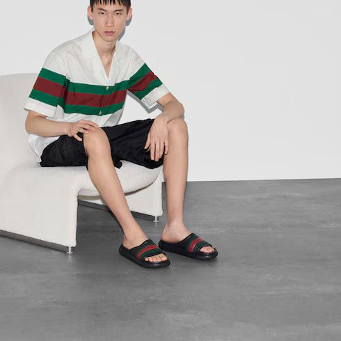 Gucci Gucci Web Rubber Slide Sandals SIZE 7 Size ONE SIZE - 4 Thumbnail