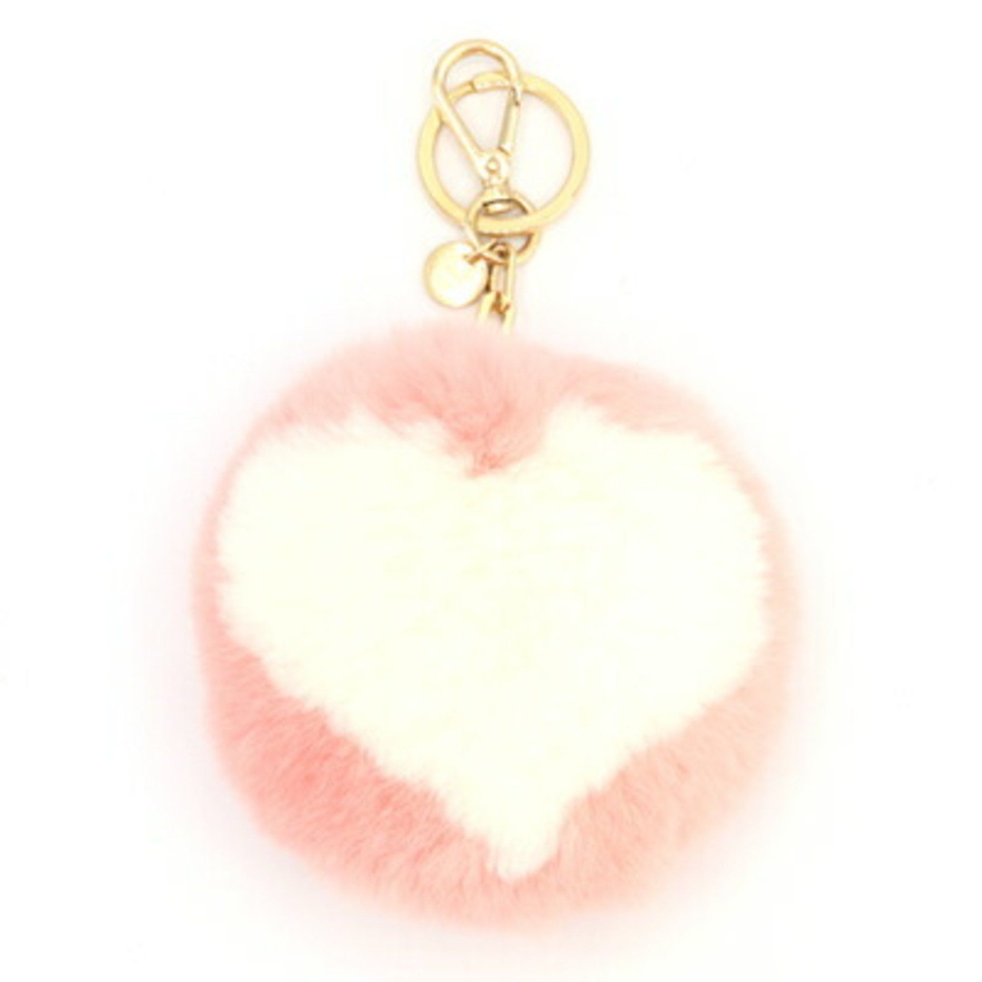 Miu Miu Miu Miu Miu Keychain 5TL187 Pink White Fur Metal Bag Charm Keyring Heart Women's MIUMIU Size ONE SIZE - 2 Thumbnail