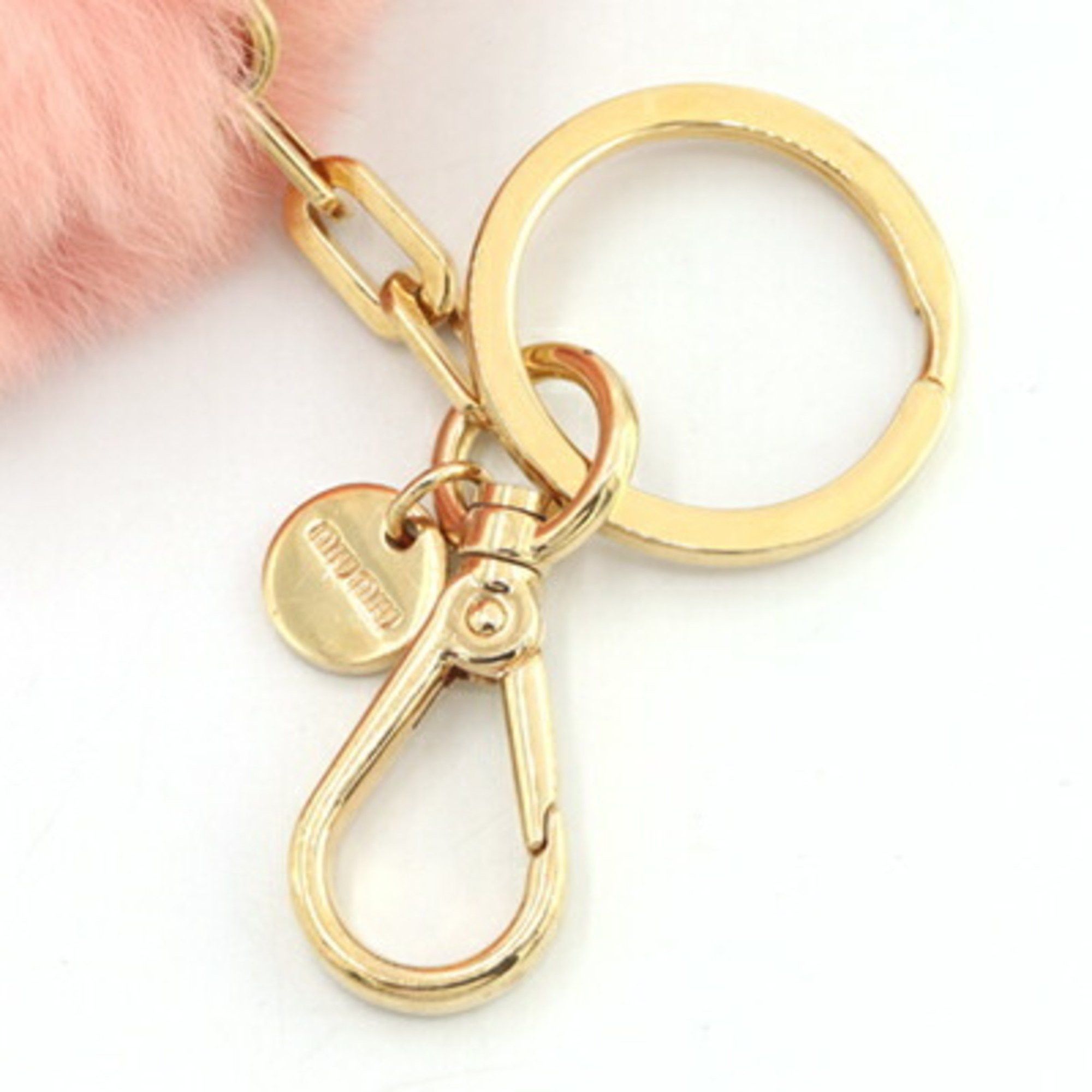 Miu Miu Miu Miu Miu Keychain 5TL187 Pink White Fur Metal Bag Charm Keyring Heart Women's MIUMIU Size ONE SIZE - 3 Thumbnail