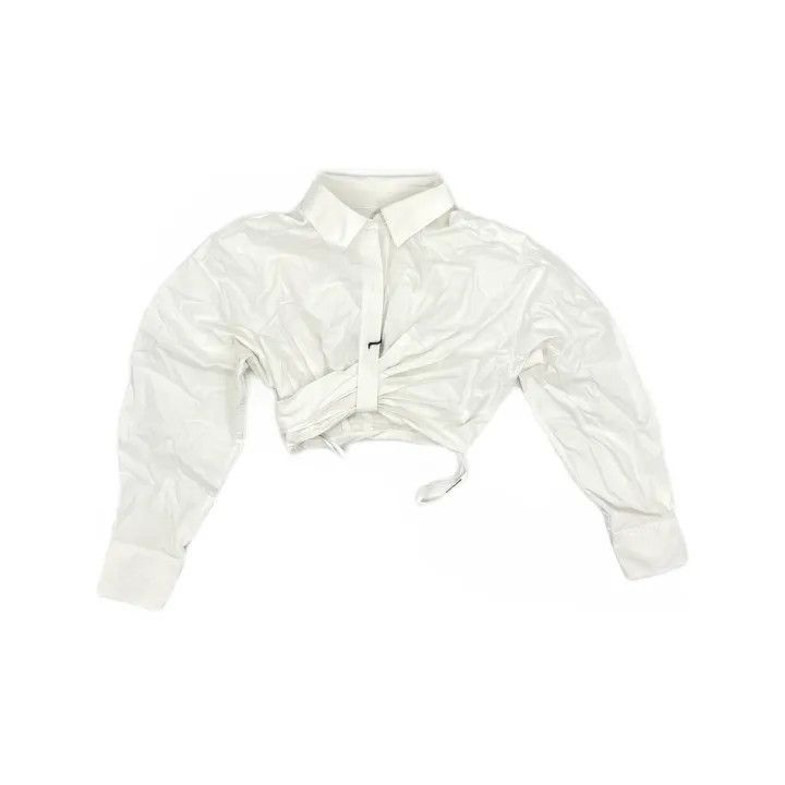 Alexander Wang Alexander Wang White V-Neck Cropped Top 0079 Size XS / US 0-2 / IT 36-38 - 2 Thumbnail