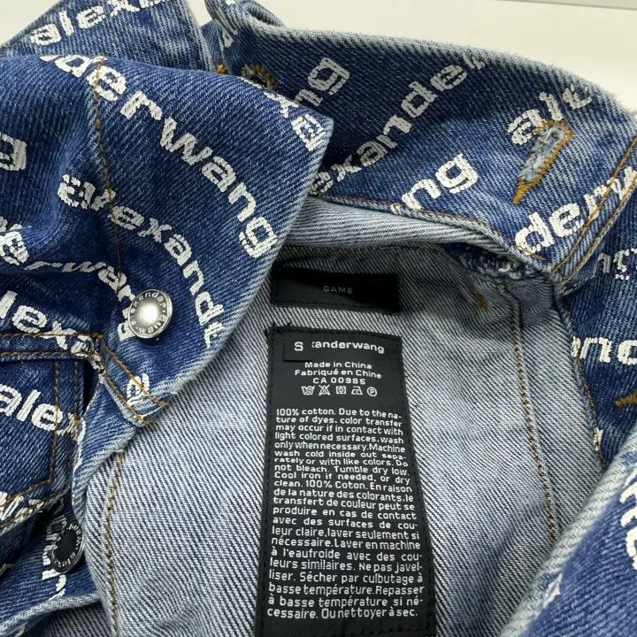 Alexander Wang Alexander Wang Logo Print Denim Jacket for Women 0079 Size S / US 4 / IT 40 - 5 Thumbnail