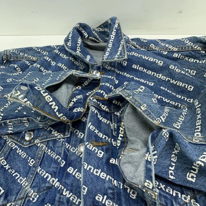 Alexander Wang Alexander Wang Logo Print Denim Jacket for Women 0079 Size S / US 4 / IT 40 - 8 Thumbnail