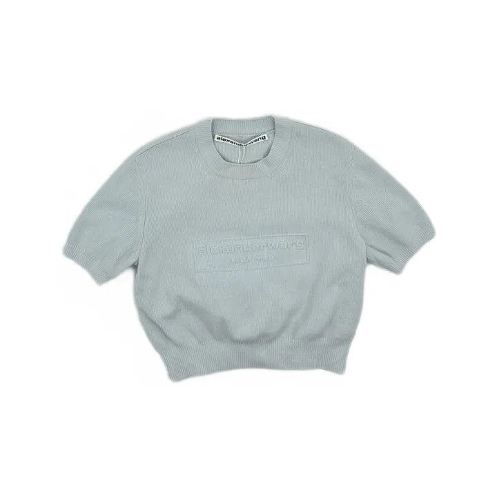 Alexander Wang Alexander Wang Blue Embossed Logo Knit T-Shirt 0079 Size XS / US 0-2 / IT 36-38 - 2 Thumbnail