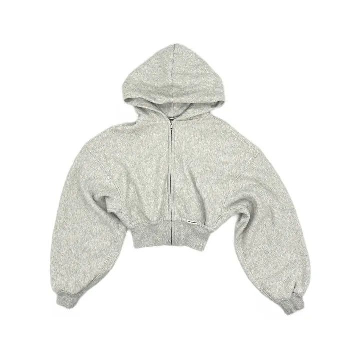 Alexander Wang Alexander Wang Grey Cropped Hoodie with Zipper 0079 Size XS / US 0-2 / IT 36-38 - 2 Thumbnail