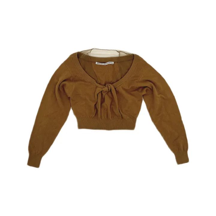 Alexander Wang Alexander Wang Off-Shoulder Cropped Cashmere Sweater 0079 Size S / US 4 / IT 40 - 2 Thumbnail
