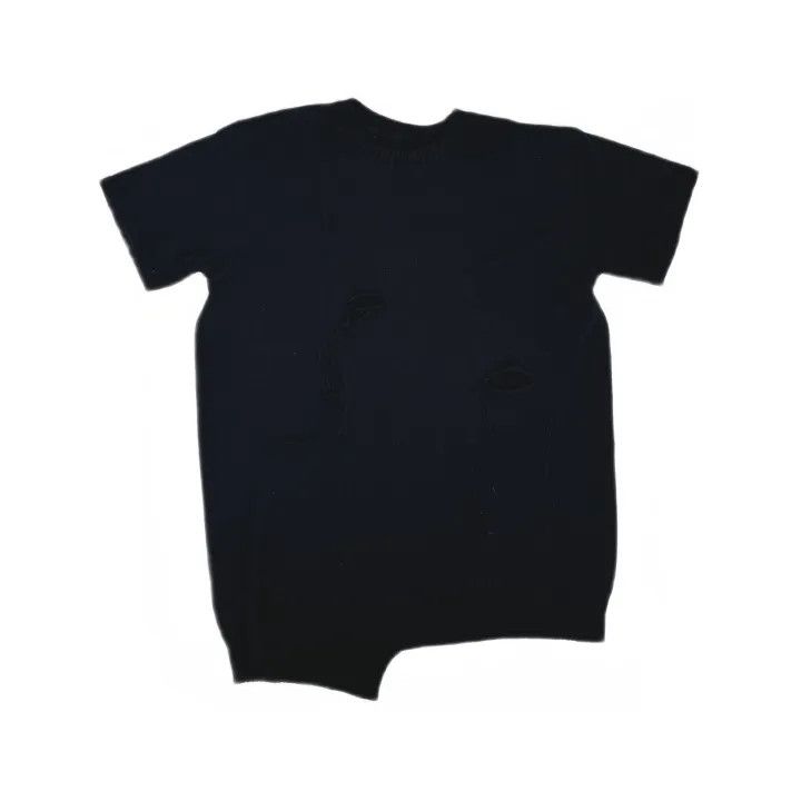 Yohji Yamamoto Yohji Yamamoto Black Knit Short Sleeve Top 0079 Size S / US 4 / IT 40 - 2 Thumbnail