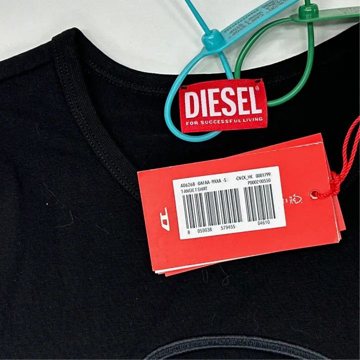 Diesel DieselFW22 Black Logo Embroidered Short Sleeve Tee 0079 Size S / US 4 / IT 40 - 2 Thumbnail