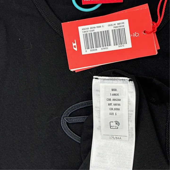 Diesel DieselFW22 Black Logo Embroidered Short Sleeve Tee 0079 Size S / US 4 / IT 40 - 3 Thumbnail