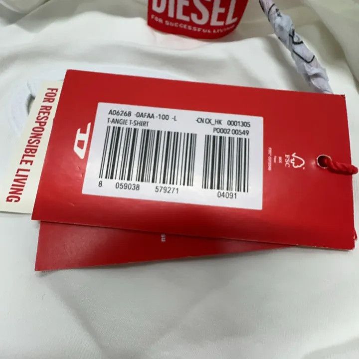 Diesel DIESEL Oval-D Embroidered Logo Slim Fit T-shirt 0079 Size L / US 10 / IT 46 - 4 Thumbnail