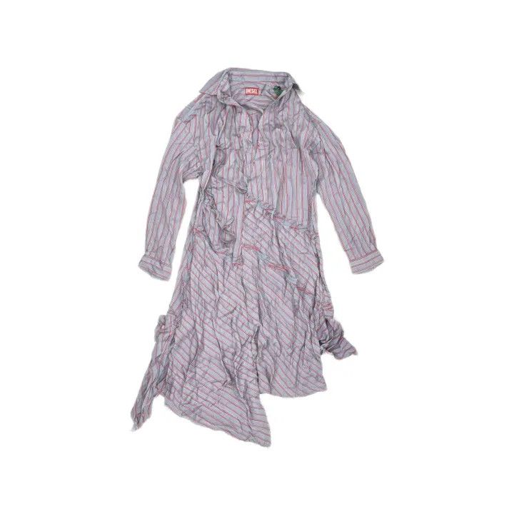Diesel Diesel SS25 Asymmetric Striped Long Sleeve Dress 0079 Size L / US 10 / IT 46 - 2 Thumbnail