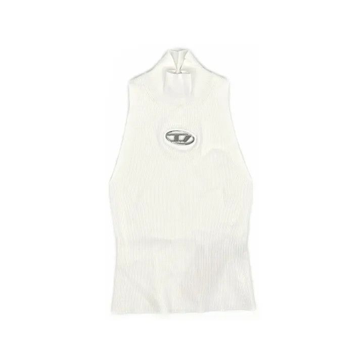 Diesel Diesel Oval D Ribbed White Tank Top 0079 Size XS / US 0-2 / IT 36-38 - 2 Thumbnail