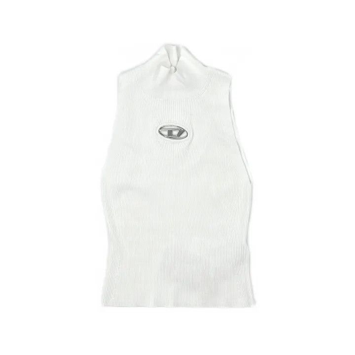 Diesel Diesel Oval D White Ribbed Sleeveless Top 0079 Size S / US 4 / IT 40 - 2 Thumbnail