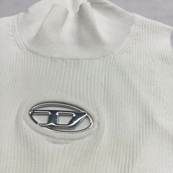 Diesel Diesel Oval D White Ribbed Sleeveless Top 0079 Size S / US 4 / IT 40 - 9 Thumbnail