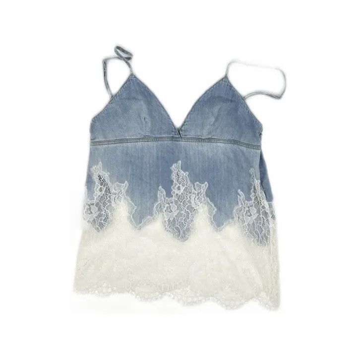 Diesel Diesel Lace-Trimmed Denim Cami Top 0079 Size M / US 6-8 / IT 42-44 - 2 Thumbnail