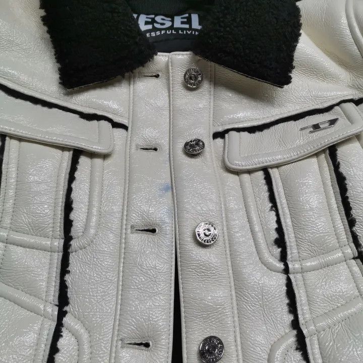 Diesel Diesel White Leather Long Sleeve Jacket 0079 Size XS / US 0-2 / IT 36-38 - 8 Thumbnail