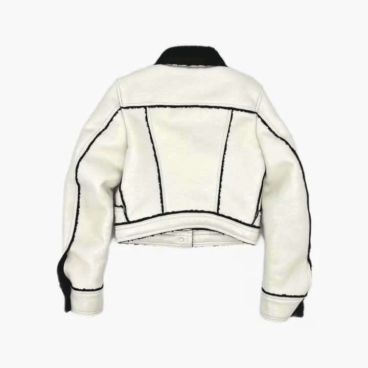 Diesel Diesel White Leather Long Sleeve Jacket 0079 Size XS / US 0-2 / IT 36-38 - 3 Thumbnail
