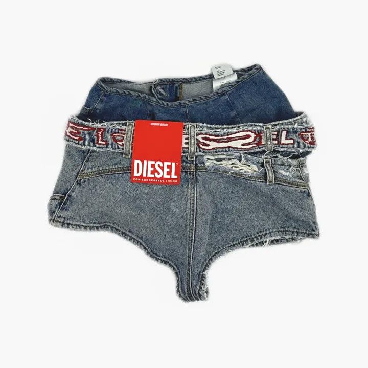 Diesel Diesel Oval-D Embroidered Denim Shorts for Women 0079 Size 25" / US 0 / IT 36 - 3 Thumbnail