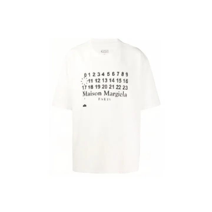 Maison Margiela Maison Margiela White Logo Print Short Sleeve T-Shirt 0079 Size L / US 10 / IT 46 - 2 Thumbnail