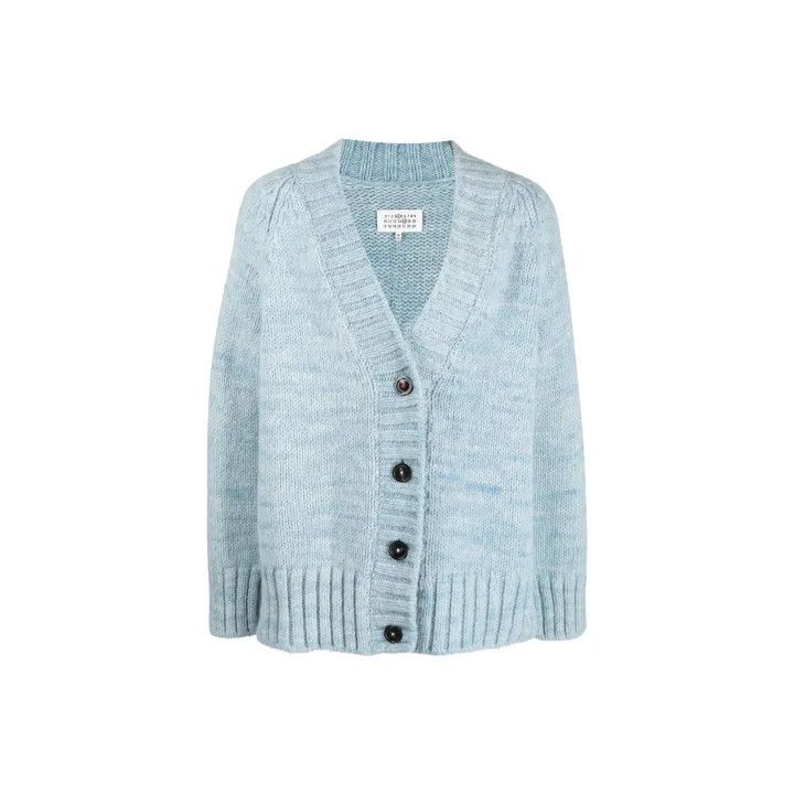 Maison Margiela MM6 Maison Margiela Light Blue V-Neck Cardigan 0079 Size XS / US 0-2 / IT 36-38 - 2 Thumbnail