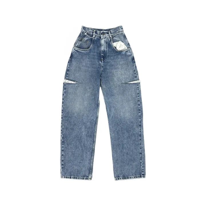 Maison Margiela Maison Margiela Blue Distressed Straight-Leg Jeans 0079 Size 38" / US 16 / IT 52 - 2 Thumbnail