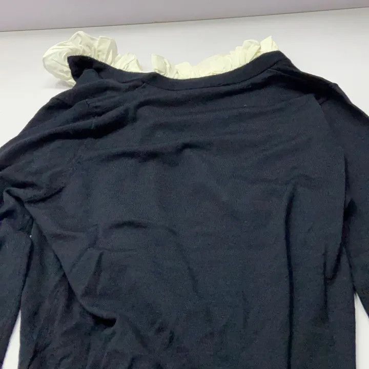 Sandro Sandro FW22 Contrast Ruffle Knit Sweater 0079 Size S / US 4 / IT 40 - 6 Thumbnail
