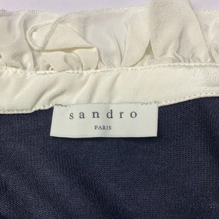 Sandro Sandro FW22 Contrast Ruffle Knit Sweater 0079 Size S / US 4 / IT 40 - 3 Thumbnail