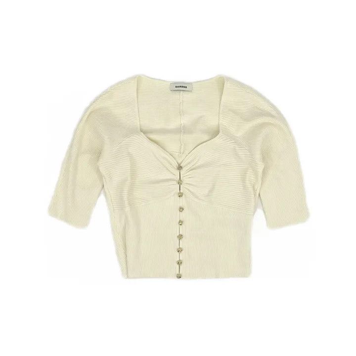 Sandro Sandro Short Sleeve V-Neck Cardigan 0079 Size S / US 4 / IT 40 - 2 Thumbnail