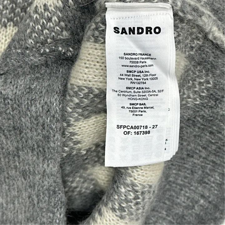 Sandro Sandro Gray V-Neck Button-Up Knit Sweater 0079 Size S / US 4 / IT 40 - 4 Thumbnail